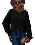 Women's Top Autumn and Winter New Round Neck Pleated Lantern Sleeve Long T-shirt - Livefree
