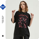 Men's New Heavy Street Retro T-Shirt Street Tide Round Neck Edging Short-Sleeved T-Shirt Men And Women Couple