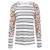 Women's Autumn And Winter Long Sleeve Striped T-Shirt Round Neck Loose Short Top - Livefree