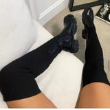 Cotton Boots Autumn and Winter New Long Martin Boots Leather Knitted Stitch Over knee Boots for Women - Livefree