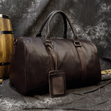Luxury Genuine Leather Men Women Travel Bag Cow Leather Carry On Luggage Bag Travel Shoulder Bag Male Female Weekend Duffle Bag - Livefree