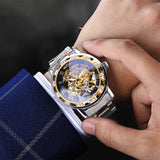 Winner Transparent Fashion Diamond Luminous Gear Movement Royal Design Men Top Brand Luxury Male Mechanical Skeleton Wrist Watch - Livefree