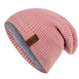 New Unisex Letter Beanie Hat Leisure Add Fur Lined Winter Hats For Men Women Keep Warm Knitted Hat Fashion Solid Ski Bonnet Cap - Livefree