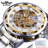 Winner Transparent Fashion Diamond Luminous Gear Movement Royal Design Men Top Brand Luxury Male Mechanical Skeleton Wrist Watch - Livefree