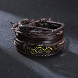 Vnox 4Pcs/ Set Braided Wrap Leather Bracelets for Men Vintage Life Tree Rudder Charm Wood Beads Ethnic Tribal Wristbands - Livefree
