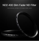 Dynamic ND2-400 Filter 52MM 58MM 62MM 67MM 72MM 77MM Slim Fader Variable ND Lens Filter Adjustable ND2 to ND400 Neutral Density - Livefree