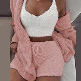 GAOKE Winter Autumn Three Pieces Set Hoodie Top And Short Tracksuit Women Set Elastic Waist Leisure 3 Piece Set Women Outfits - Livefree