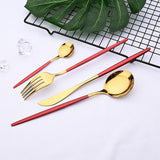 36Pcs White Gold Dinnerware Cutlery Set Knife Dessert Fork Coffee Spoon Flatware Stainless Steel Silverware Party Tableware Set - Livefree