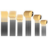 36Pcs White Gold Dinnerware Cutlery Set Knife Dessert Fork Coffee Spoon Flatware Stainless Steel Silverware Party Tableware Set - Livefree