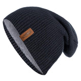 New Unisex Letter Beanie Hat Leisure Add Fur Lined Winter Hats For Men Women Keep Warm Knitted Hat Fashion Solid Ski Bonnet Cap - Livefree