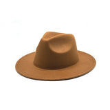Autumn Winter Womens Felt Hat Fedoras Big Brim Hats For Women British Style Vintage Church Hats Lady Flat Brim White jazz cap - Livefree