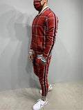 New Men Set Tracksuit Men Sportsuits Gentlemen Set Zipper jacket suit Long Sleeve stripe Coat+Pants Gyms Casual Sportswear Suit - Livefree