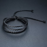 Vnox 4Pcs/ Set Braided Wrap Leather Bracelets for Men Vintage Life Tree Rudder Charm Wood Beads Ethnic Tribal Wristbands - Livefree