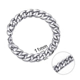 Jiayiqi 3-11 mm Men Chain Bracelet Stainless Steel Curb Cuban Link Chain Bangle for Male Women Hiphop Trendy Wrist Jewelry Gift - Livefree