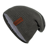 New Unisex Letter Beanie Hat Leisure Add Fur Lined Winter Hats For Men Women Keep Warm Knitted Hat Fashion Solid Ski Bonnet Cap - Livefree