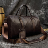 Luxury Genuine Leather Men Women Travel Bag Cow Leather Carry On Luggage Bag Travel Shoulder Bag Male Female Weekend Duffle Bag - Livefree