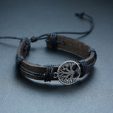 Vnox 4Pcs/ Set Braided Wrap Leather Bracelets for Men Vintage Life Tree Rudder Charm Wood Beads Ethnic Tribal Wristbands - Livefree