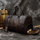 Luxury Genuine Leather Men Women Travel Bag Cow Leather Carry On Luggage Bag Travel Shoulder Bag Male Female Weekend Duffle Bag - Livefree