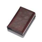 New Men women smart wallet Credit Bank card holder fashion purse Aluminum alloy Business Casual Mini wallet Brand PU Purse - Livefree