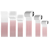 36Pcs White Gold Dinnerware Cutlery Set Knife Dessert Fork Coffee Spoon Flatware Stainless Steel Silverware Party Tableware Set - Livefree