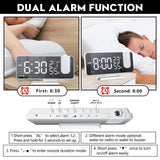 FM Radio LED Digital Smart Alarm Clock Watch Table Electronic Desktop Clocks USB Wake Up Clock with 180° Time Projection Snooze - Livefree