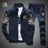 Men's Tracksuit Sportswear Sets Spring Autumn Casual Tracksuits Men 2 Piece Zipper Sweatshirt + Sweatpants Brand Track Suit Set