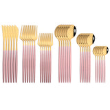 36Pcs White Gold Dinnerware Cutlery Set Knife Dessert Fork Coffee Spoon Flatware Stainless Steel Silverware Party Tableware Set - Livefree