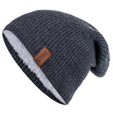 New Unisex Letter Beanie Hat Leisure Add Fur Lined Winter Hats For Men Women Keep Warm Knitted Hat Fashion Solid Ski Bonnet Cap - Livefree