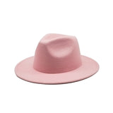 Autumn Winter Womens Felt Hat Fedoras Big Brim Hats For Women British Style Vintage Church Hats Lady Flat Brim White jazz cap - Livefree