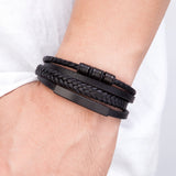 XQNI Fashion New Style Hand-woven Multi-layer Combination Accessory Stainless Steel Men's Leather Bracelet Classic Gift Big Sale - Livefree