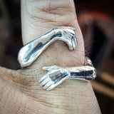 Gothic Hug Muscle Hands Rings For Women Men Adjustable Open Cuff Ring Party Wedding Couple Rings Vintage Jewelry Anillos Bague - Livefree