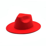 Autumn Winter Womens Felt Hat Fedoras Big Brim Hats For Women British Style Vintage Church Hats Lady Flat Brim White jazz cap - Livefree