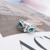 NEW Retro Cute Simple Design Owl Ring Multicolor Eyes Silver Color Men Women Engagement Wedding Rings Jewelry Gifts Resizable - Livefree