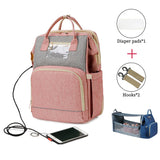 USB Diaper Bags Backpack Foldable Sunscreen Baby Bed Crib Bag Large Capacity Insulation Nursing Stroller Bag With Changing Mat - Livefree