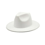 Autumn Winter Womens Felt Hat Fedoras Big Brim Hats For Women British Style Vintage Church Hats Lady Flat Brim White jazz cap - Livefree