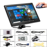 Podofo 10.1" Inch Car Monitor With HDMI VGA for TV & Computer Display LCD Color Screen Car Backup Camera & Home Security System