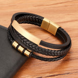 XQNI Fashion New Style Hand-woven Multi-layer Combination Accessory Stainless Steel Men's Leather Bracelet Classic Gift Big Sale - Livefree