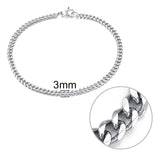 Jiayiqi 3-11 mm Men Chain Bracelet Stainless Steel Curb Cuban Link Chain Bangle for Male Women Hiphop Trendy Wrist Jewelry Gift - Livefree