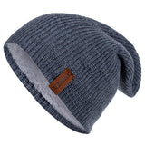 New Unisex Letter Beanie Hat Leisure Add Fur Lined Winter Hats For Men Women Keep Warm Knitted Hat Fashion Solid Ski Bonnet Cap - Livefree