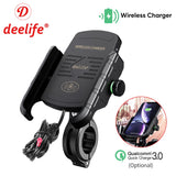 Deelife Mobile Phone Holder Motorcycle Smartphone Support for Moto Motor Motorbike Handlebar Mount Stand with Wireless Charger - Livefree