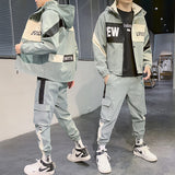 Men's Tracksuit Man Two Piece Set Sweatsuit Polyester Overalls Leisure Suit Hooded Jackets And Hip Hop Harlan Pants - Livefree