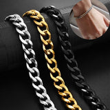 Jiayiqi 3-11 mm Men Chain Bracelet Stainless Steel Curb Cuban Link Chain Bangle for Male Women Hiphop Trendy Wrist Jewelry Gift - Livefree
