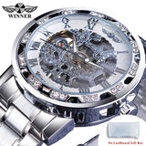 Winner Transparent Fashion Diamond Luminous Gear Movement Royal Design Men Top Brand Luxury Male Mechanical Skeleton Wrist Watch - Livefree