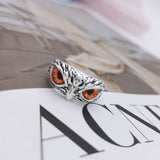 NEW Retro Cute Simple Design Owl Ring Multicolor Eyes Silver Color Men Women Engagement Wedding Rings Jewelry Gifts Resizable - Livefree