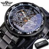 Winner Transparent Fashion Diamond Luminous Gear Movement Royal Design Men Top Brand Luxury Male Mechanical Skeleton Wrist Watch - Livefree