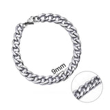 Jiayiqi 3-11 mm Men Chain Bracelet Stainless Steel Curb Cuban Link Chain Bangle for Male Women Hiphop Trendy Wrist Jewelry Gift - Livefree