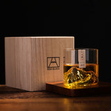 Japan 3D Mountain Whiskey Glass Glacier Old Fashioned Whisky Rock Glasses Whiskey-glass Wooden Gift Box Vodka Cup Wine Tumbler - Livefree