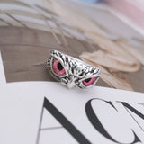 NEW Retro Cute Simple Design Owl Ring Multicolor Eyes Silver Color Men Women Engagement Wedding Rings Jewelry Gifts Resizable - Livefree