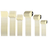 36Pcs White Gold Dinnerware Cutlery Set Knife Dessert Fork Coffee Spoon Flatware Stainless Steel Silverware Party Tableware Set - Livefree