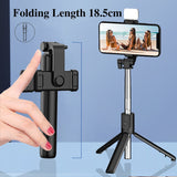 Selfie Stick Wireless Bluetooth Compatible Foldable Mini Tripod For Phone With Fill Light Shutter Remote Control For IOS Android - Livefree